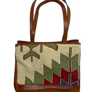 Charles Klein Vintage Italian Leather Boho Tote Handbag